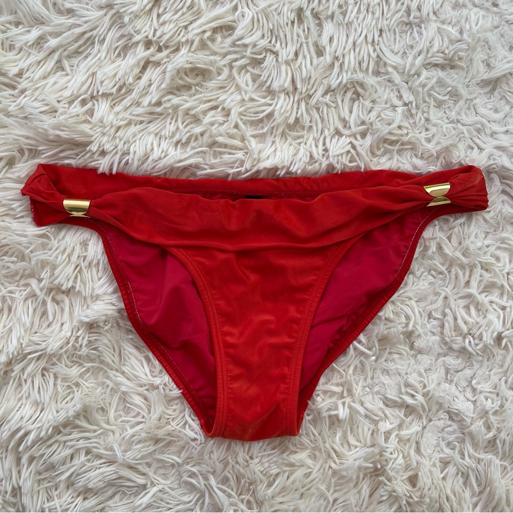 Vix Paula Hermann Bikini Bottom gold accent Swimwear red Size S.  Good condition